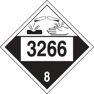 4-Digit DOT Placard: Hazard Class 8 - 3266 (Inorganic Acidic Corrosive Liquid) 10 3/4" x 10 3/4" Removable Vinyl 1/Each - MPL788RM1