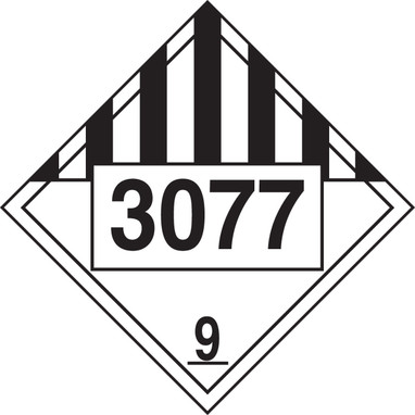 4-Digit DOT Placards: Hazard Class 9 - 3077 (Environmental Hazard-Solid) 10 3/4" x 10 3/4" Magnetic Vinyl 50/Pack - MPL793MG50