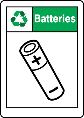 Safety Signs: Batteries 7" x 5" Aluminum 1/Each - MPLR598VA