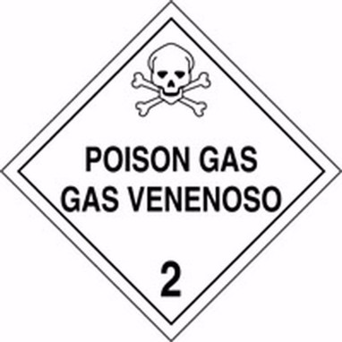 Bilingual DOT Placard: Hazard Class 2 - Poison Gas 10 3/4" x 10 3/4" Reflective Vinyl 25/Pack - MPLSP1FV25