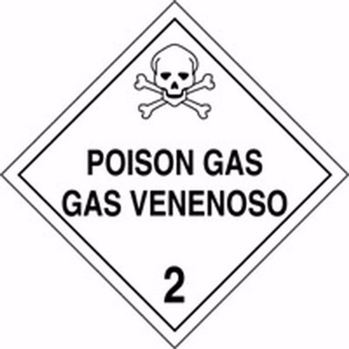 Bilingual DOT Placard: Hazard Class 2 - Poison Gas 10 3/4" x 10 3/4" Removable Vinyl 1/Each - MPLSP1RM1