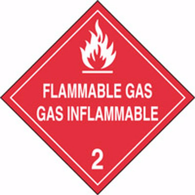 DOT Placard: Hazard Class 2 - Gases (Flammable Gas - Gas Inflammable) 10 3/4" x 10 3/4" Reflective Vinyl 50/Pack - MPLSP3FV50