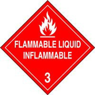 DOT Placard: Hazard Class 3 - Flammable Liquids (Flammable Liquid - Inflammable) 10 3/4" x 10 3/4" PF-Cardstock 50/Pack - MPLSP4CT50