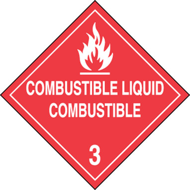 Spanish Bilingual DOT Placard: Hazard Class 3 - Combustible Liquid 10 3/4" x 10 3/4" Plastic 50/Pack - MPLSP5VP50