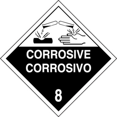 Spanish Bilingual DOT Placard: Hazard Class 8 - Corrosive 10 3/4" x 10 3/4" Magnetic Vinyl 50/Pack - MPLSP7MG50