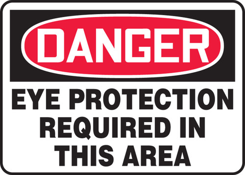 OSHA Danger Safety Sign: Eye Protection Required In This Area English 14" x 20" Adhesive Dura-Vinyl 1/Each - MPPA007XV