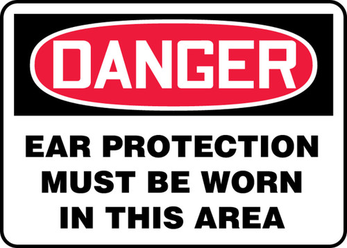 OSHA Danger Safety Sign: Ear Protection Must Be Worn In This Area 10" x 14" Aluminum 1/Each - MPPA024VA