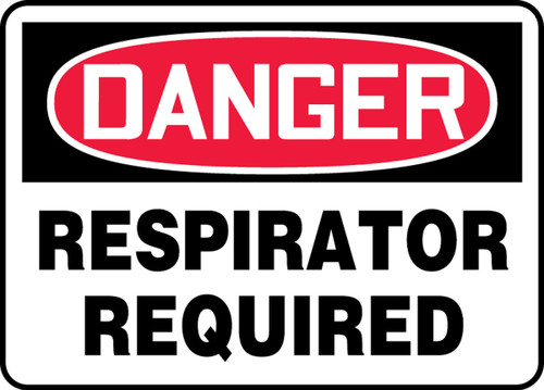 OSHA Danger Safety Sign: Respirator Required 10" x 14" Adhesive Vinyl 1/Each - MPPA034VS