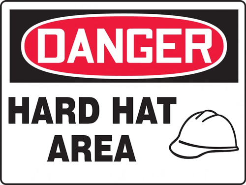 OSHA Danger Safety Sign: Hard Hat Area 14" x 20" Adhesive Vinyl 1/Each - MPPA106VS