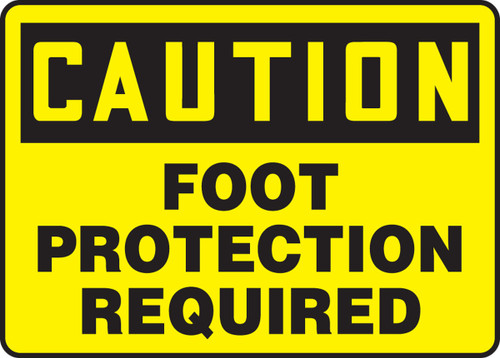 OSHA Caution Safety Sign: Foot Protection Required 7" x 10" Plastic 1/Each - MPPA601VP