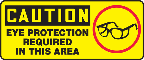 OSHA Caution Safety Sign: Eye Protection Required In This Area 7" x 17" Aluminum 1/Each - MPPA623VA