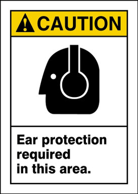 ANSI Caution Safety Sign: Ear Protection Required In This Area. 14" x 10" Aluma-Lite 1/Each - MPPA633XL