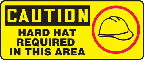 OSHA Caution Safety Sign: Hard Hat Required In This Area 7" x 17" Adhesive Vinyl 1/Each - MPPA641VS