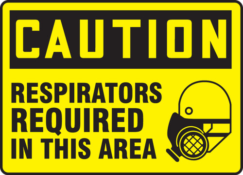 OSHA Caution Safety Sign: Respirators Required In This Area 10" x 14" Dura-Fiberglass 1/Each - MPPA652XF