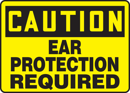 OSHA Caution Safety Sign: Ear Protection Required 7" x 10" Adhesive Vinyl 1/Each - MPPA669VS