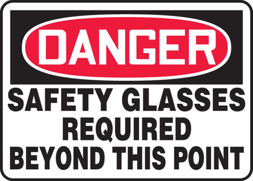 OSHA Danger Safety Sign: Safety Glasses Required Beyond This Point 7" x 10" Accu-Shield 1/Each - MPPE003XP