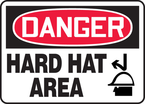 OSHA Danger Safety Sign: Hard Hat Area 7" x 10" Adhesive Dura-Vinyl 1/Each - MPPE061XV