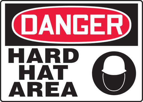 OSHA Danger Safety Sign: Hard Hat Area 7" x 10" Dura-Plastic 1/Each - MPPE063XT