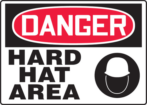 OSHA Danger Safety Sign: Hard Hat Area 7" x 10" Adhesive Dura-Vinyl 1/Each - MPPE063XV