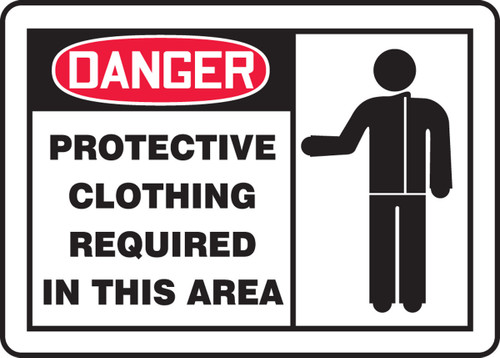 OSHA Danger Safety Sign: Protective Clothing Required In This Area 7" x 10" Dura-Fiberglass 1/Each - MPPE072XF