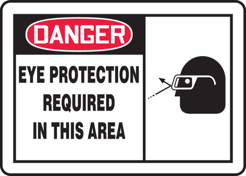 OSHA Danger Safety Sign: Eye Protection Required In This Area 7" x 10" Adhesive Vinyl 1/Each - MPPE076VS