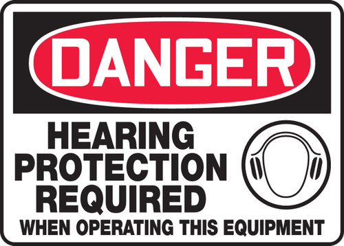 OSHA Danger Safety Sign: Hearing Protection Required When Operating This Equipment 10" x 14" Aluminum 1/Each - MPPE107VA