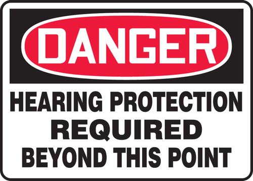 OSHA Danger Safety Sign: Hearing Protection Required Beyond This Point 10" x 14" Dura-Fiberglass 1/Each - MPPE109XF