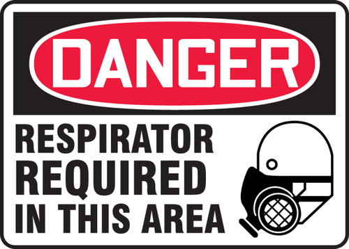 OSHA Danger Safety Sign: Respirator Required In This Area 10" x 14" Aluma-Lite 1/Each - MPPE126XL