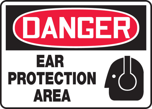 OSHA Danger Safety Sign: Ear Protection Area 10" x 14" Adhesive Vinyl 1/Each - MPPE130VS