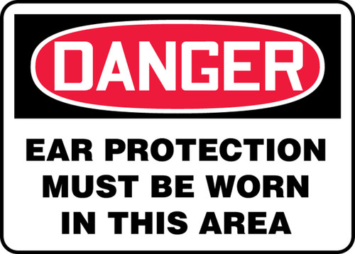 OSHA Danger Safety Sign: Ear Protection Must Be Worn In This Area 7" x 10" Aluminum 1/Each - MPPE143VA