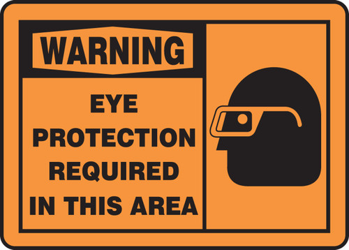 OSHA Warning Safety Sign: Eye Protection Required In This Area 10" x 14" Aluminum 1/Each - MPPE319VA