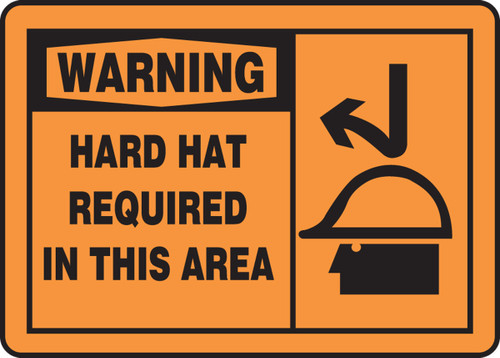 OSHA Warning Safety Sign: Hard Hat Required In This Area 7" x 10" Adhesive Dura-Vinyl 1/Each - MPPE325XV