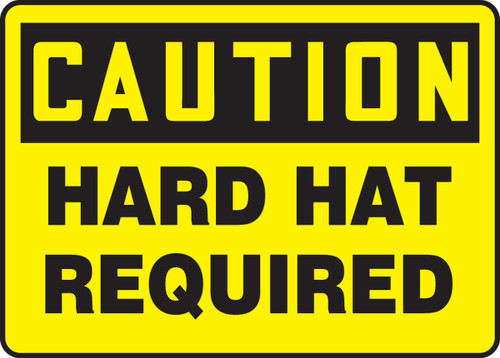 OSHA Caution Safety Sign: Hard Hat Required 10" x 14" Dura-Plastic 1/Each - MPPE403XT
