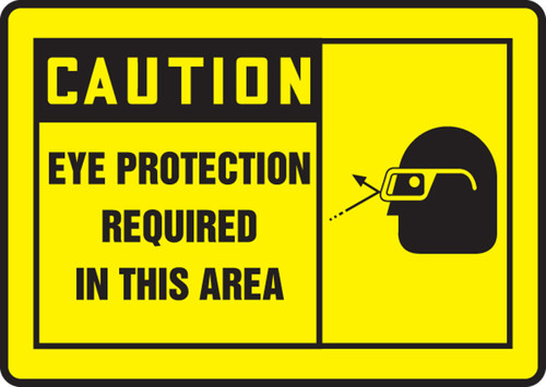 OSHA Caution Safety Sign: Eye Protection Required In This Area 10" x 14" Dura-Fiberglass 1/Each - MPPE413XF