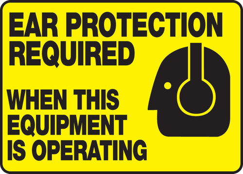 Safety Sign: Ear Protection Required When This Equipment Is Operating (Graphic) 10" x 14" Aluminum 1/Each - MPPE505VA