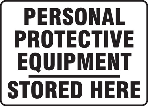 Safety Sign: Personal Protective Equipment Stored Here 10" x 14" Adhesive Vinyl 1/Each - MPPE536VS