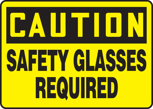 OSHA Caution Safety Sign: Safety Glasses Required 7" x 10" Dura-Fiberglass 1/Each - MPPE641XF