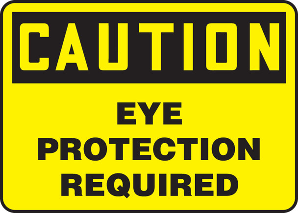OSHA Caution Safety Sign: Eye Protection Required 7" x 10" Adhesive Vinyl / - MPPE791VS