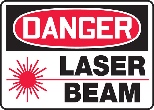 OSHA Danger Safety Sign: Laser Beam 10" x 14" Adhesive Vinyl 1/Each - MRAD008VS