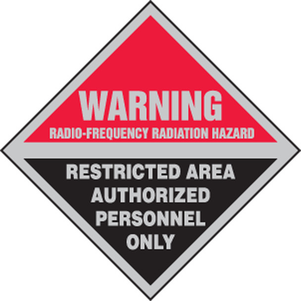 Warning Safety Sign: Radio-Frequency Radiation Hazard - Restricted Area - Authorized Personnel Only 9" x 9" Adhesive Dura-Vinyl 1/Each - MRFQ503XV