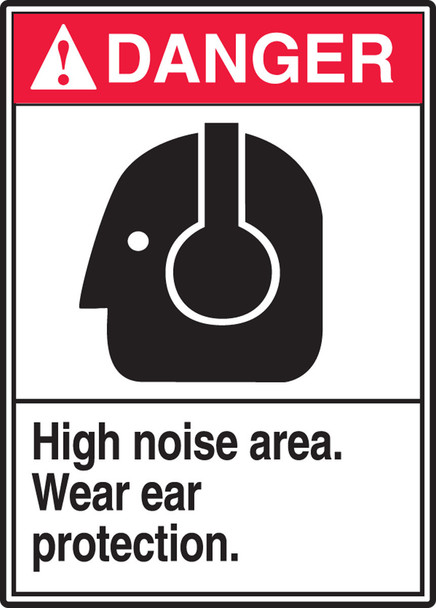ANSI Danger Safety Sign: High Noise Area - Wear Ear Protection. 14" x 10" Accu-Shield 1/Each - MRPE102XP