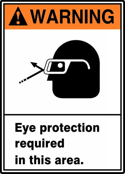 ANSI Warning Safety Sign: Eye Protection Required In This Area 14" x 10" Accu-Shield 1/Each - MRPE300XP