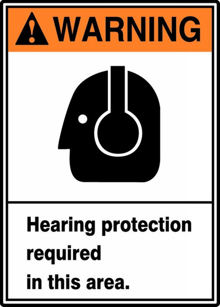 ANSI Warning Safety Sign: Hearing Protection Required In This Area. 14" x 10" Accu-Shield 1/Each - MRPE305XP