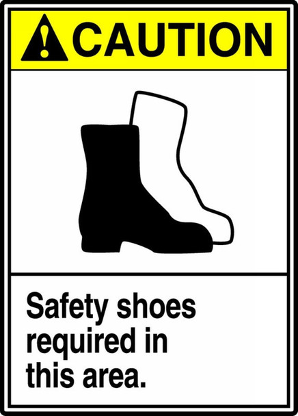 ANSI Caution Safety Sign: Safety Shoes Required In This Area 14" x 10" Aluma-Lite 1/Each - MRPE602XL