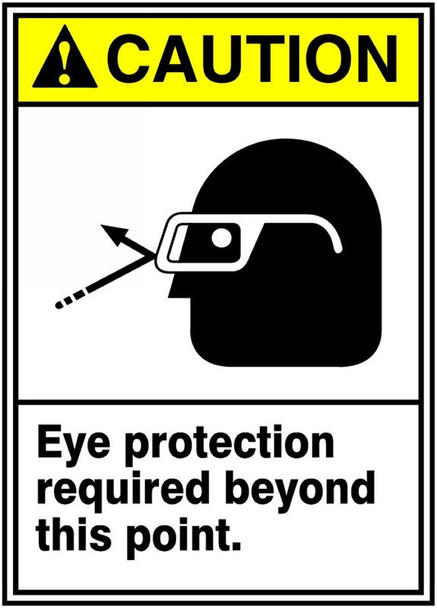 ANSI Caution Safety Sign: Eye Protection Required Beyond This Point 14" x 10" Accu-Shield 1/Each - MRPE637XP