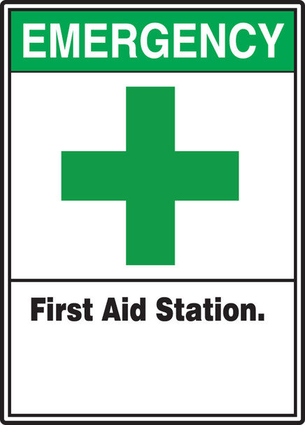 ANSI Safety Sign: Emergency (Graphic) First Aid Station 10" x 7" Accu-Shield 1/Each - MRSD901XP