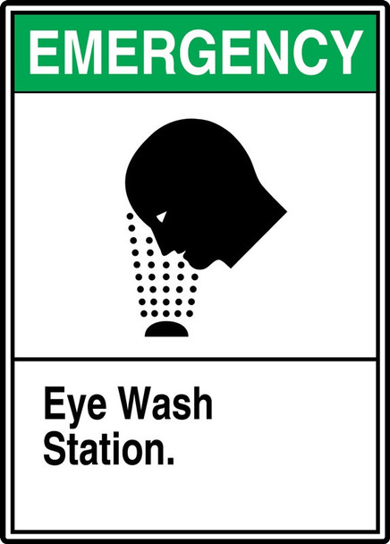 ANSI Emergency Safety Sign: Eye Wash Station 14" x 10" Adhesive Dura-Vinyl / - MRSD908XV