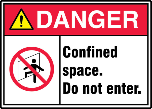 ANSI ISO Danger Safety Signs: Confined Space - Do Not Enter 10" x 14" Plastic 1/Each - MRSP106VP