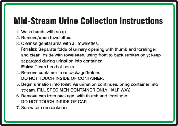 Safety Sign: Mid-Stream Urine Collection Instructions 10" x 14" Accu-Shield 1/Each - MRST543XP