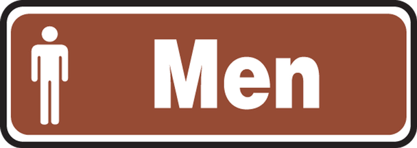 Restroom Sign: Men (Brown) 3" x 10" Aluma-Lite 1/Each - MRST556XL